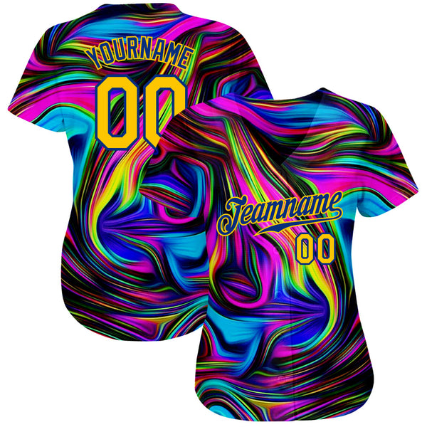 Custom 3D Pattern Design Abstract Colorful Psychedelic Fluid Art Authentic Baseball Jersey alternate