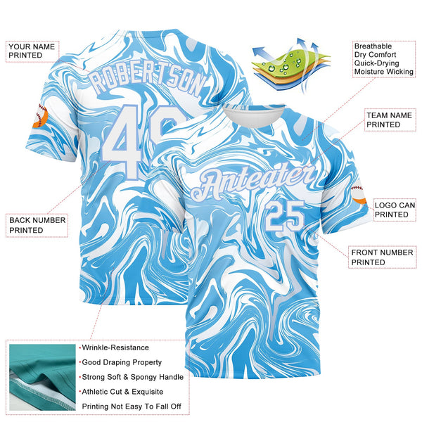 Custom 3D Pattern Design Abstract Ocean With Waves Fluid Art Performance T-Shirt alternate