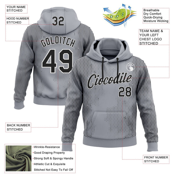 Custom Stitched Gray Black-White 3D Pattern Design Sportswear Pullover Sweatshirt Hoodie alternate