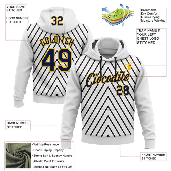 Custom Stitched White Navy Black-Gold 3D Pattern Design Sportswear Pullover Sweatshirt Hoodie alternate