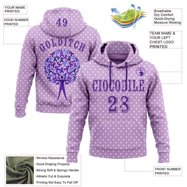 Custom Light Purple Purple 3D Gynecological Cancer World Cancer Day Ribbon Support Sports Pullover Sweatshirt Hoodie alternate
