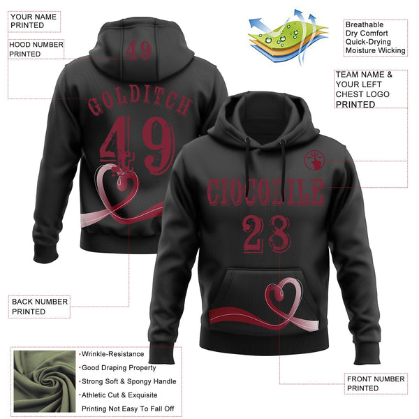 Custom Black Crimson 3D Head And Neck Cancer World Cancer Day Ribbon Support Sports Pullover Sweatshirt Hoodie alternate