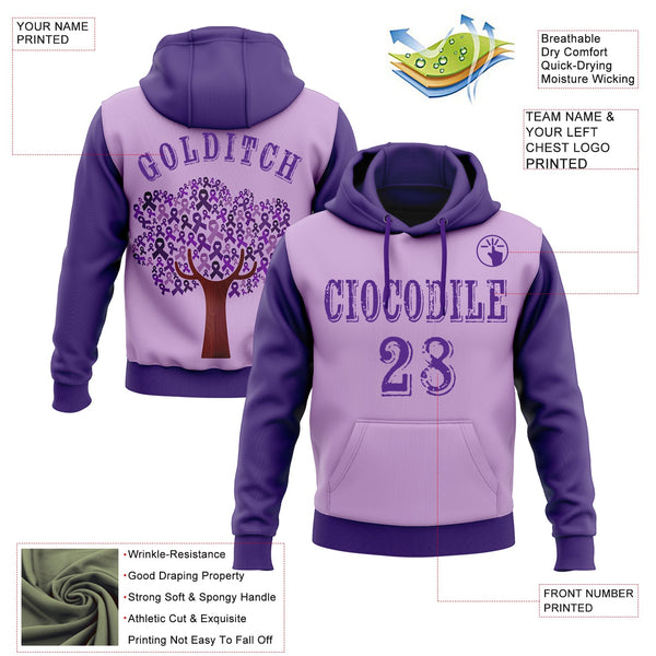 Custom Light Purple Purple 3D Testicular Cancer World Cancer Day Ribbon Support Sports Pullover Sweatshirt Hoodie alternate