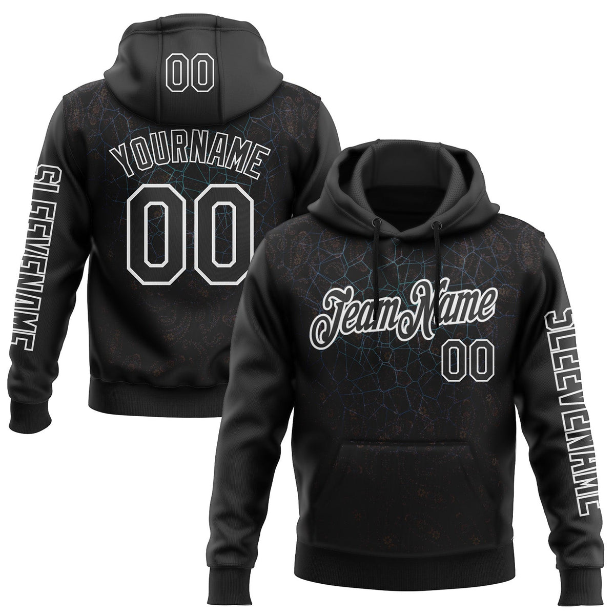 Custom Black White 3D Pattern Design Ethnic Tribal Sportswear Pullover Sweatshirt Hoodie