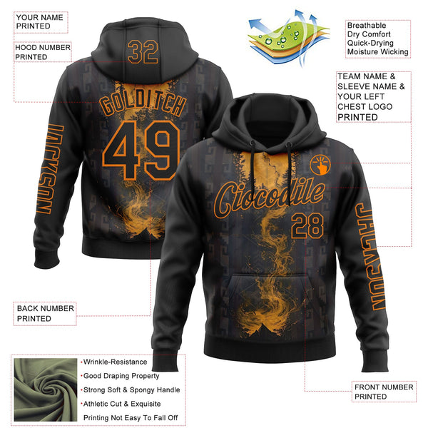 Custom Black Bay Orange 3D Pattern Design Ethnic Tribal Sportswear Pullover Sweatshirt Hoodie alternate