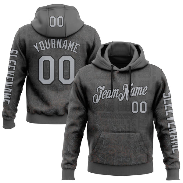 Custom Gray Black 3D Pattern Design Ethnic Tribal Sportswear Pullover Sweatshirt Hoodie