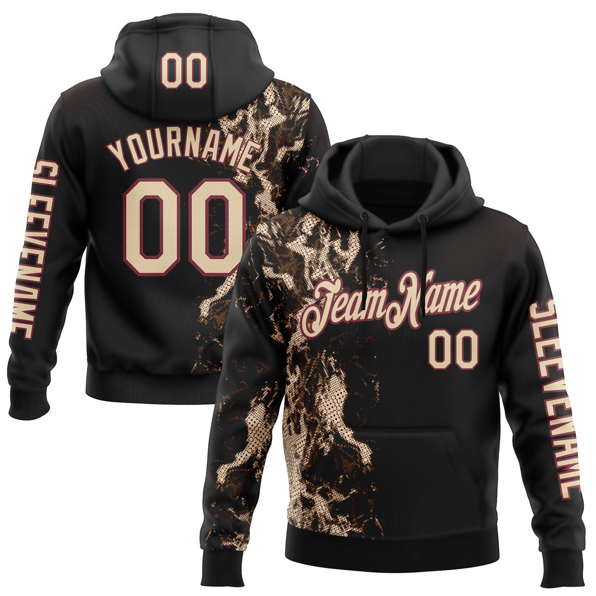 Custom Black City Cream-Burgundy 3D Pattern Design Western Cowboy Tribal Ethnic Sports Pullover Sweatshirt Hoodie