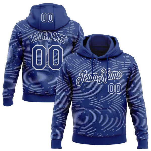 Custom Stitched Royal White Curve Lines Sports Pullover Sweatshirt Hoodie