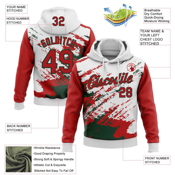 Custom Stitched White Red-Green 3D Pattern Design Abstract Fragment Art Splash Sports Pullover Sweatshirt Hoodie alternate