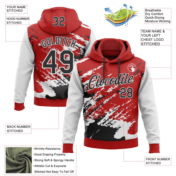 Custom Stitched Red Black-White 3D Pattern Design Abstract Fragment Art Splash Sports Pullover Sweatshirt Hoodie alternate