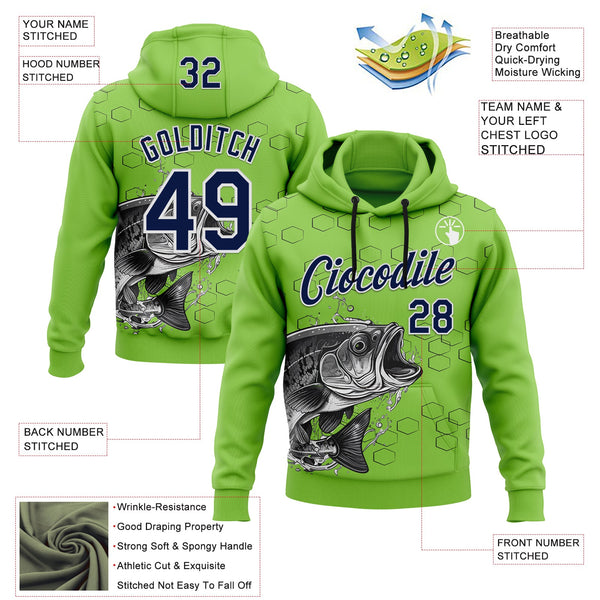 Custom Stitched Neon Green Navy Black-White 3D Pattern Design Sportswear Fishing Pullover Sweatshirt Hoodie alternate