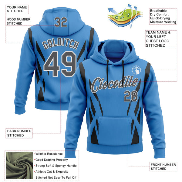 Custom Stitched Powder Blue Steel Gray Black-White 3D Pattern Design Sportswear Pullover Sweatshirt Hoodie alternate