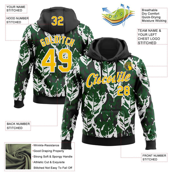 Custom Stitched Black Yellow Green-White 3D Pattern Design Sportswear Pullover Sweatshirt Hoodie alternate