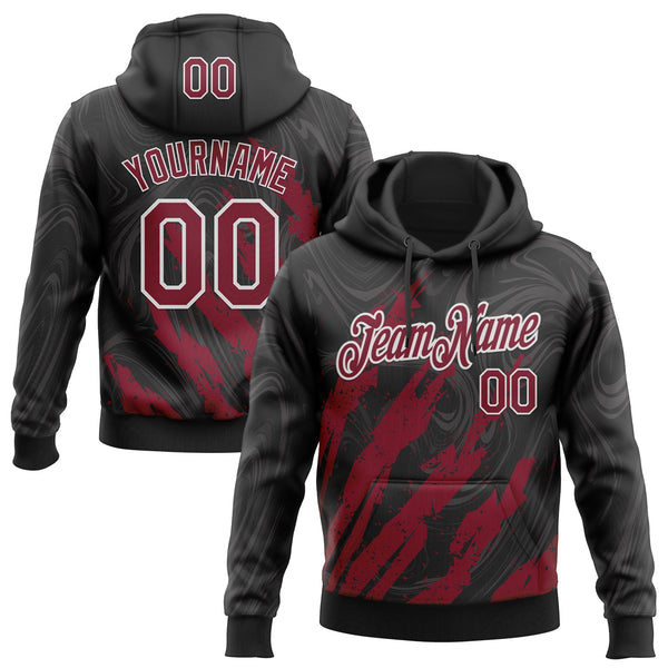Custom Stitched Black Crimson-White Splash Sports Pullover Sweatshirt Hoodie