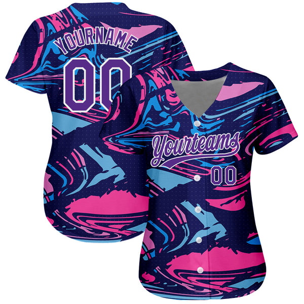 Custom Figure Purple-White 3D Pattern Design Authentic Baseball Jersey alternate