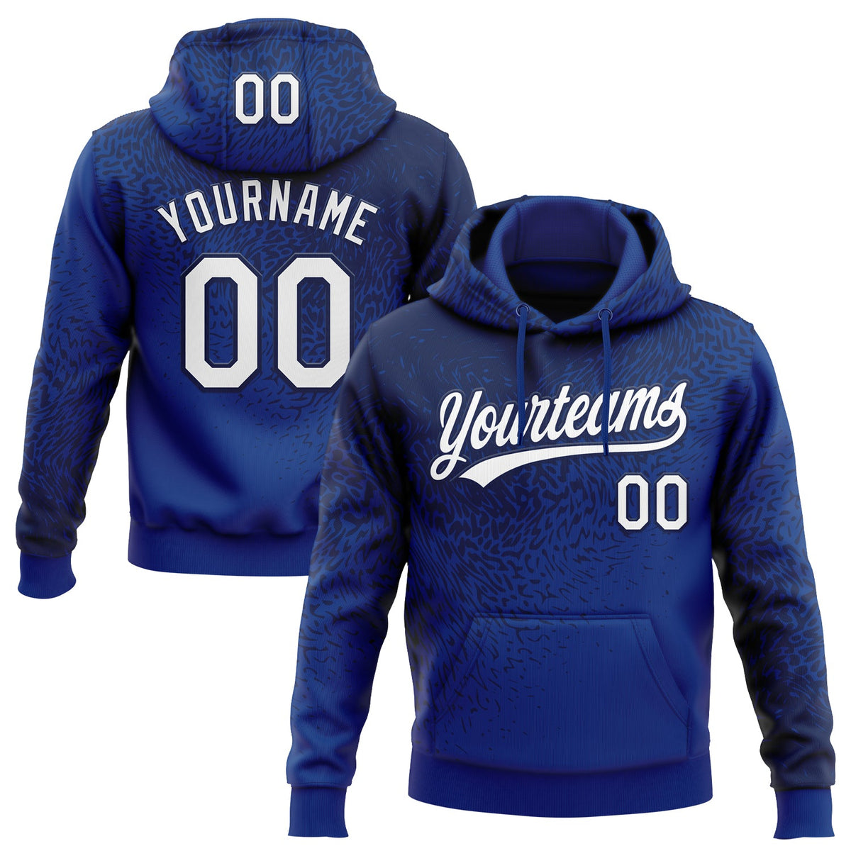 Custom Stitched Royal White-Navy 3D Pattern Design Abstract Shape Sports Pullover Sweatshirt Hoodie