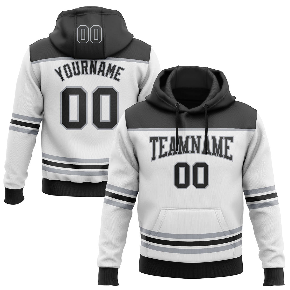 Custom White Black-Gray 3D Pattern Design Game Day Los Angeles Inspired Sports Pullover Sweatshirt Hoodie