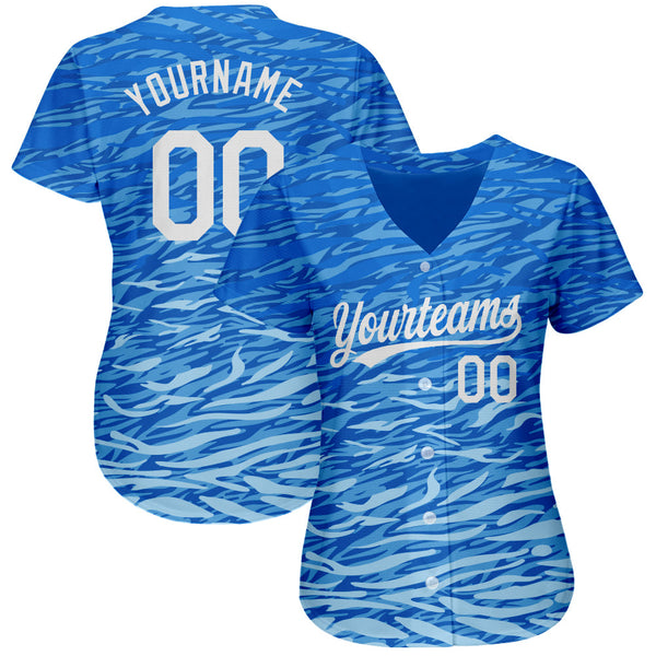 Custom Royal White 3D Pattern Design Authentic Baseball Jersey alternate