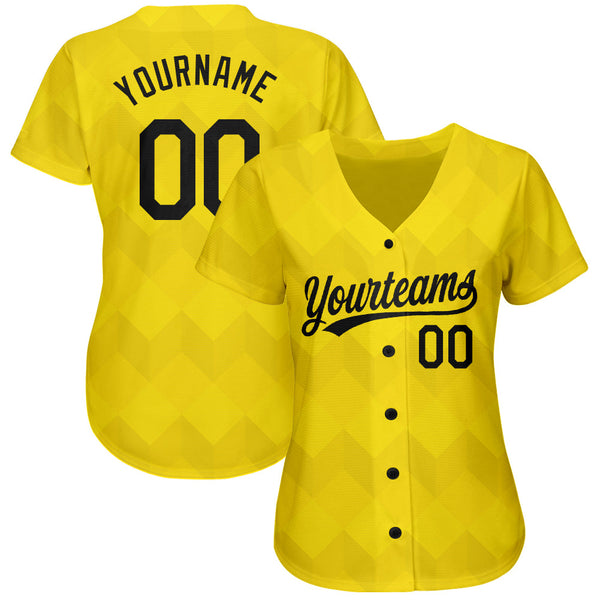 Custom Gold Black 3D Pattern Design Authentic Baseball Jersey alternate