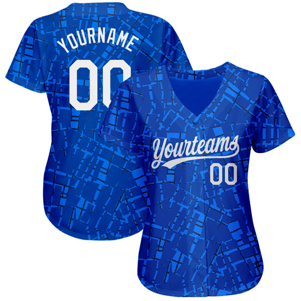 Custom Royal White 3D Pattern Design Authentic Baseball Jersey alternate
