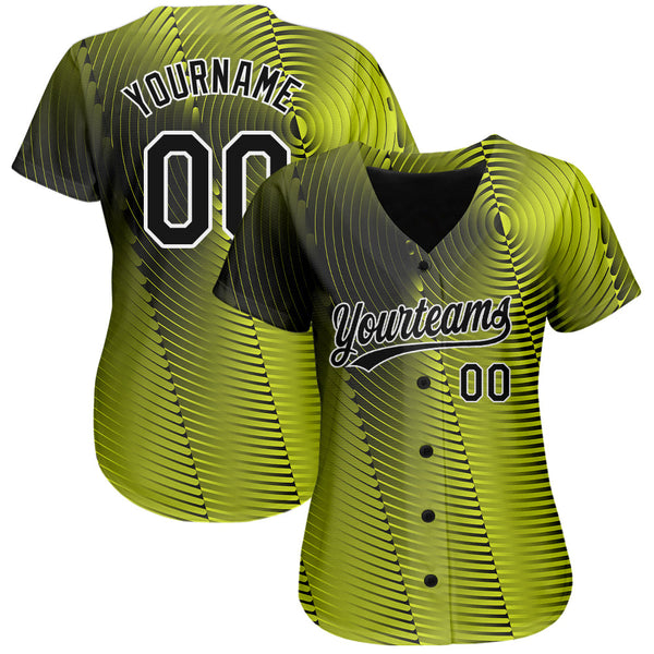 Custom Gold Black-White 3D Pattern Design Authentic Baseball Jersey alternate