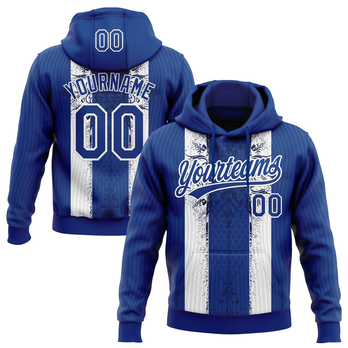 Custom Stitched Royal White Retro Medieval Pullover Sweatshirt Hoodie