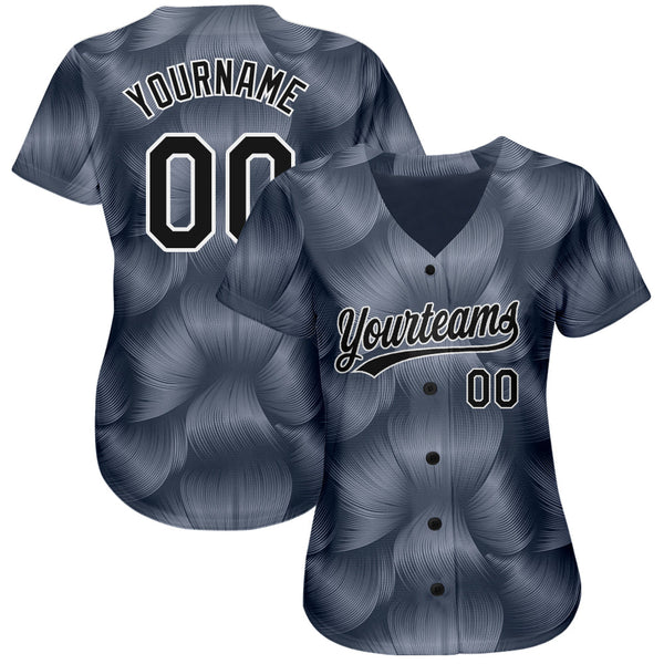 Custom Steel Gray Black-White 3D Pattern Design Authentic Baseball Jersey alternate