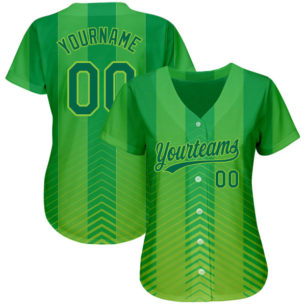 Custom Neon Green Kelly Green 3D Pattern Design Authentic Baseball Jersey alternate