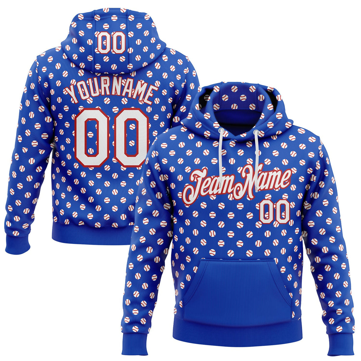 Custom Stitched Thunder Blue White-Red Baseball Game Day Buffalo Inspired Sports Pullover Sweatshirt Hoodie
