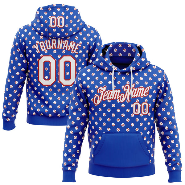 Custom Stitched Thunder Blue White-Red Baseball Game Day Buffalo Inspired Sports Pullover Sweatshirt Hoodie
