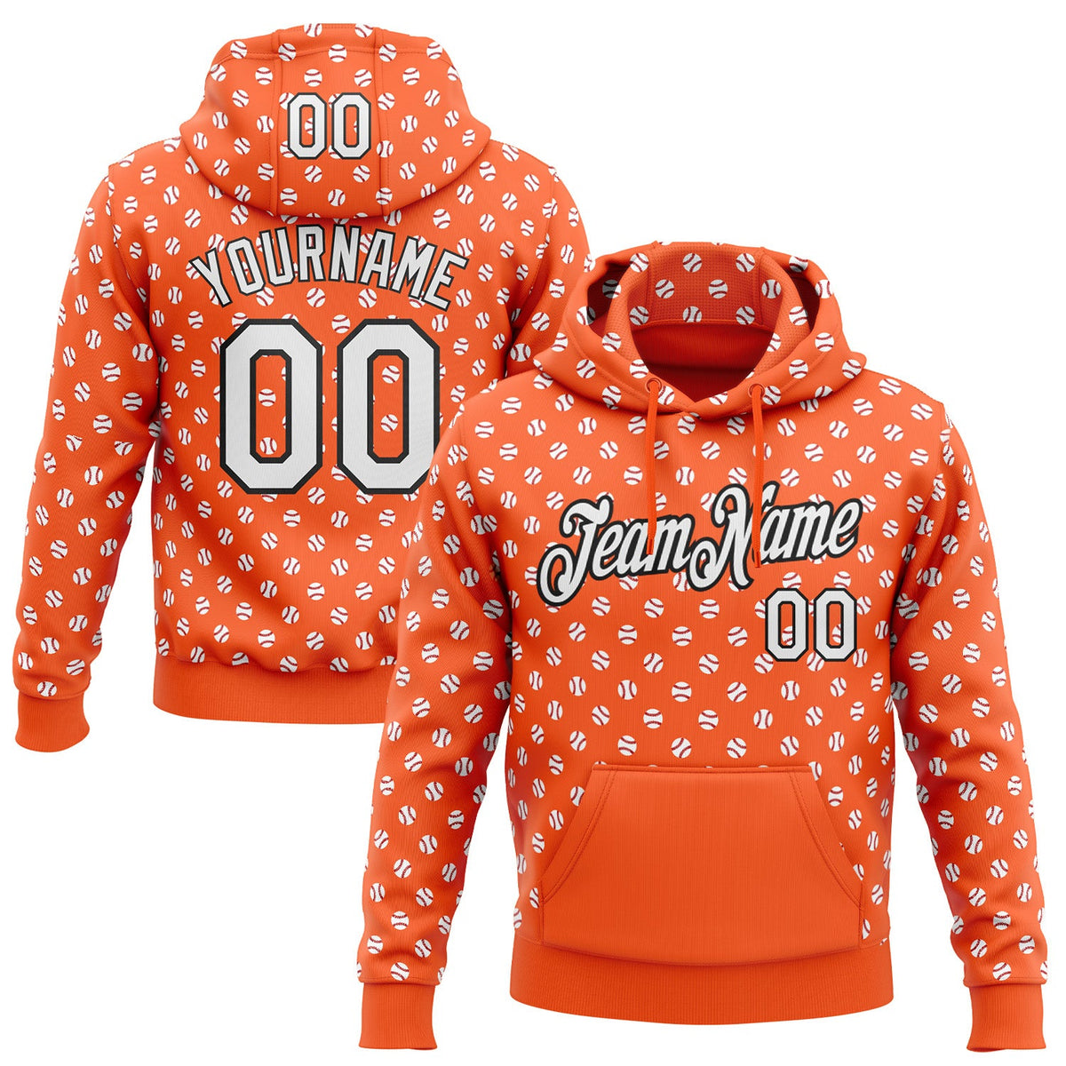 Custom Stitched Orange White-Black Baseball Game Day Cincinnati Inspired Sports Pullover Sweatshirt Hoodie