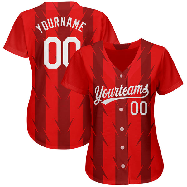 Custom Red White 3D Pattern Design Authentic Baseball Jersey alternate