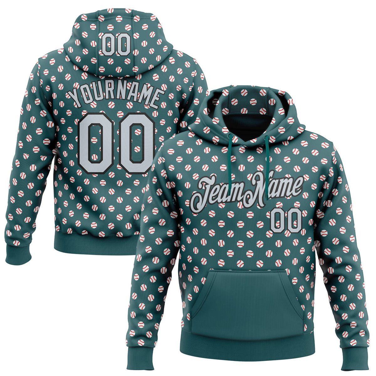 Custom Stitched Midnight Green Silver-Black Baseball Game Day Philadelphia Inspired Sports Pullover Sweatshirt Hoodie