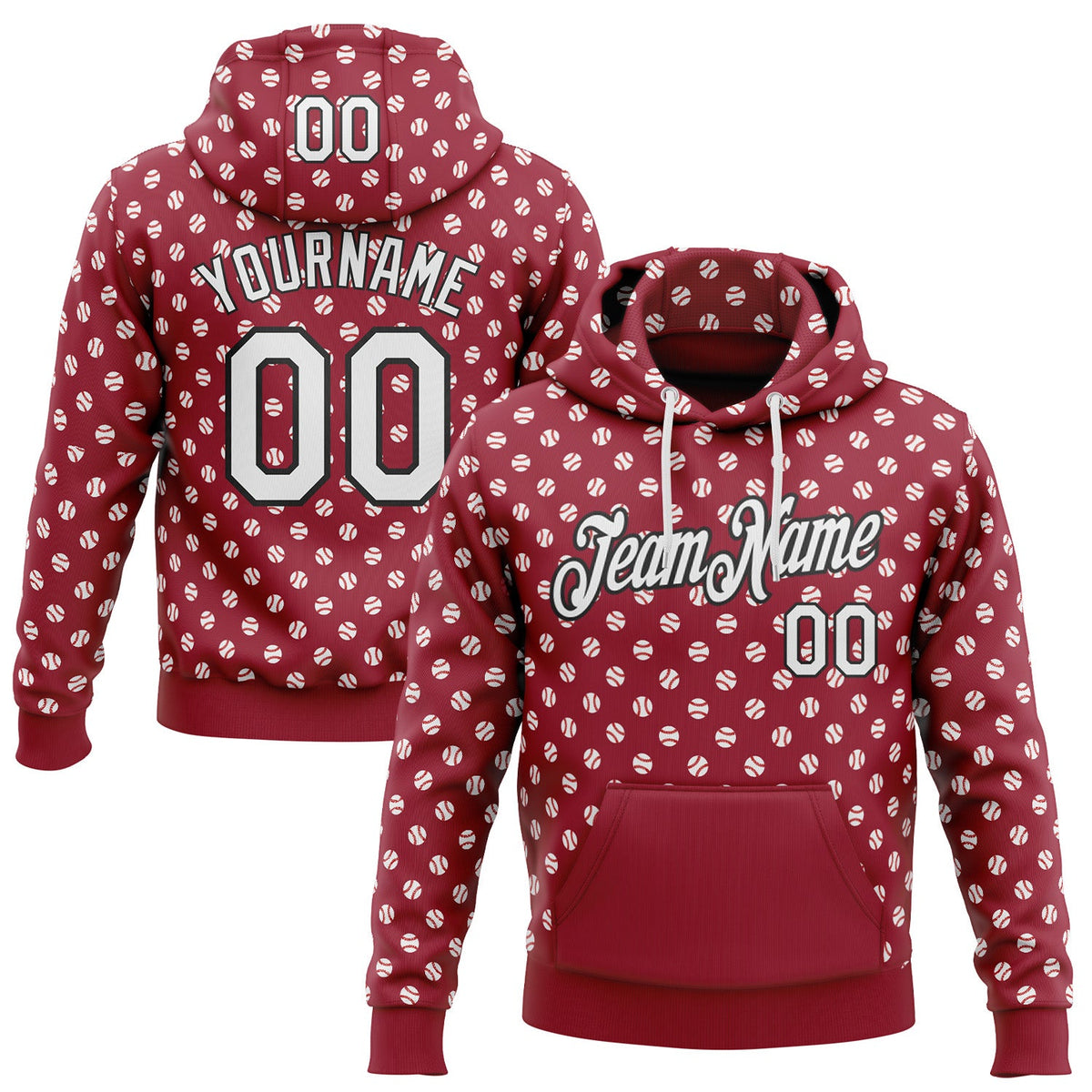 Custom Stitched Cardinal White-Black Baseball Game Day Arizona Inspired Sports Pullover Sweatshirt Hoodie