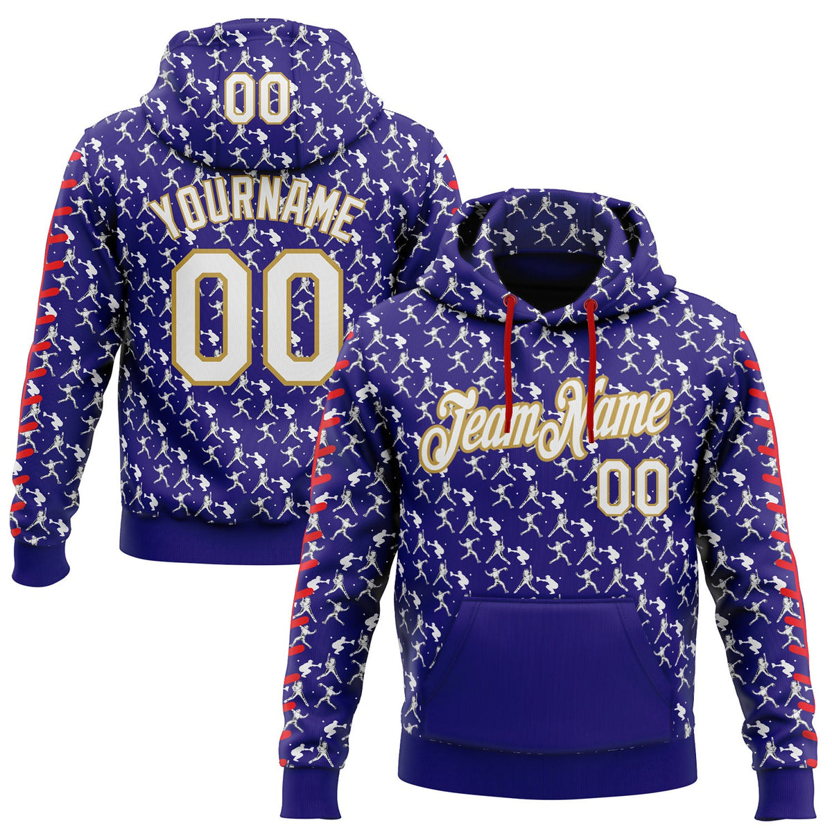 Custom Stitched Dark Purple White Old Gold-Red Baseball Game Day Baltimore Inspired Sports Pullover Sweatshirt Hoodie