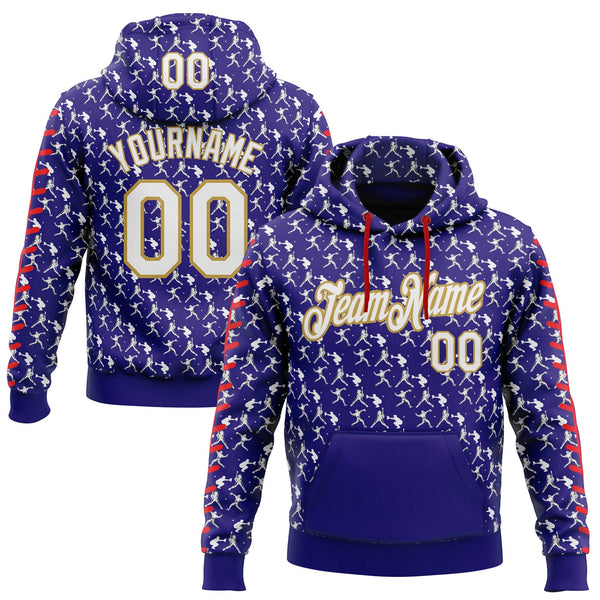 Custom Stitched Dark Purple White Old Gold-Red Baseball Game Day Baltimore Inspired Sports Pullover Sweatshirt Hoodie