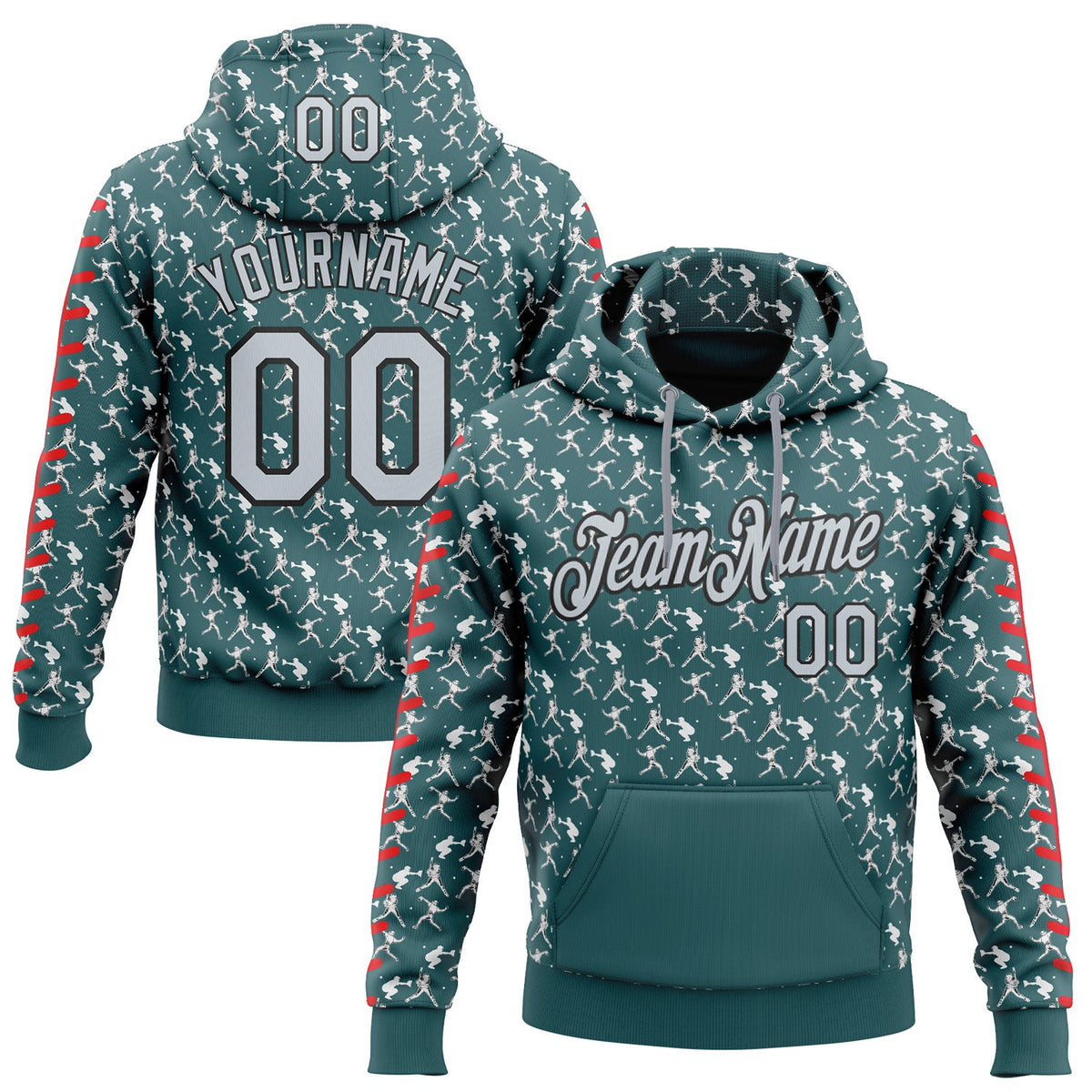 Custom Stitched Midnight Green Silver Red Black-White Baseball Game Day Philadelphia Inspired Sports Pullover Sweatshirt Hoodie