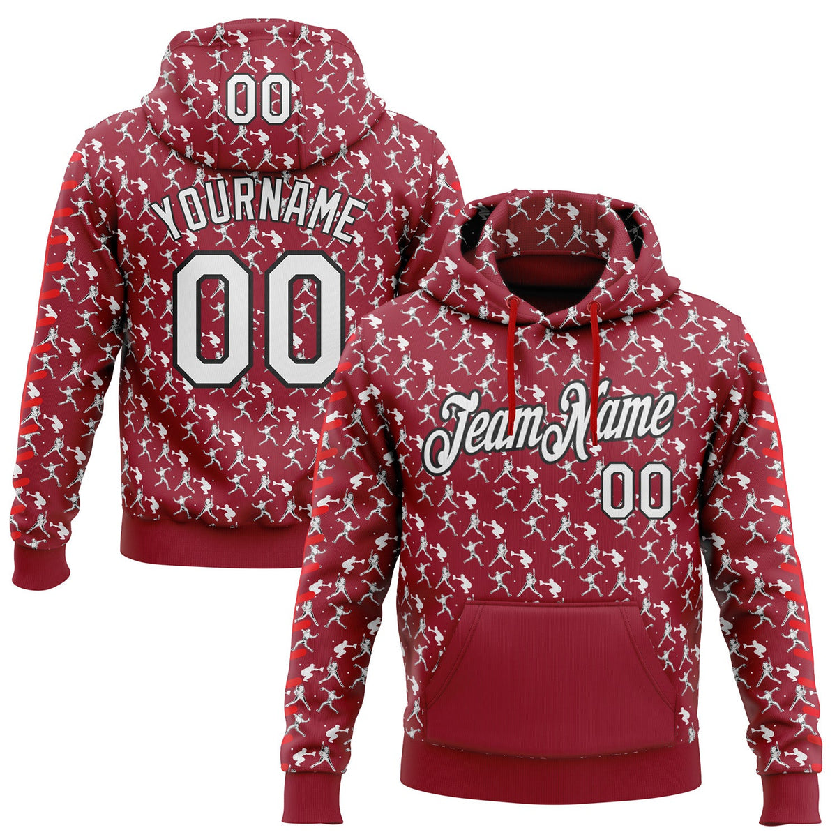 Custom Stitched Cardinal White Red-Black Baseball Game Day Arizona Inspired Sports Pullover Sweatshirt Hoodie