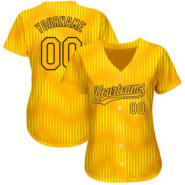 Custom Gold Gold-Black 3D Pattern Design Authentic Baseball Jersey alternate