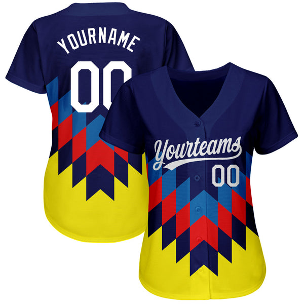 Custom Figure White-Gold 3D Pattern Design Authentic Baseball Jersey alternate