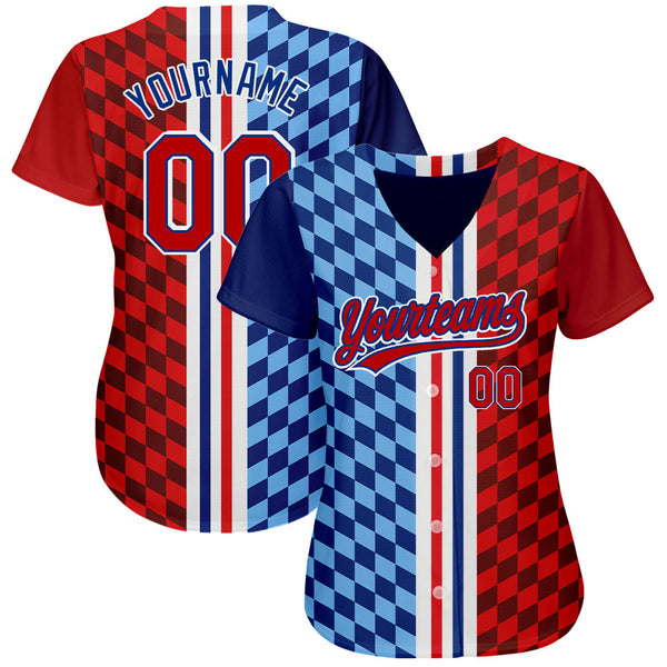 Custom Figure Red-Royal 3D Pattern Design Authentic Baseball Jersey alternate