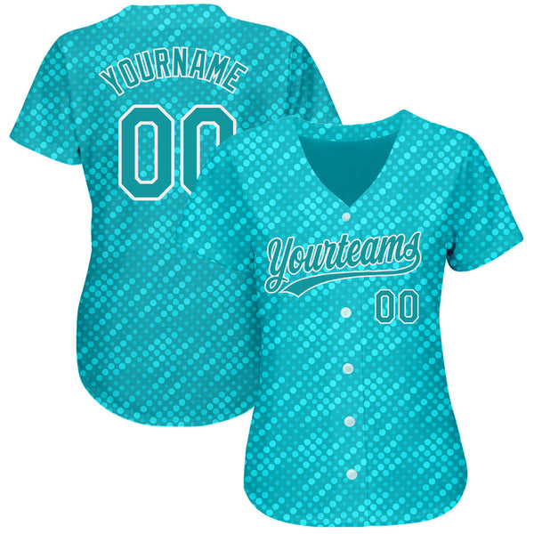 Custom Aqua Teal-White 3D Pattern Design Authentic Baseball Jersey alternate