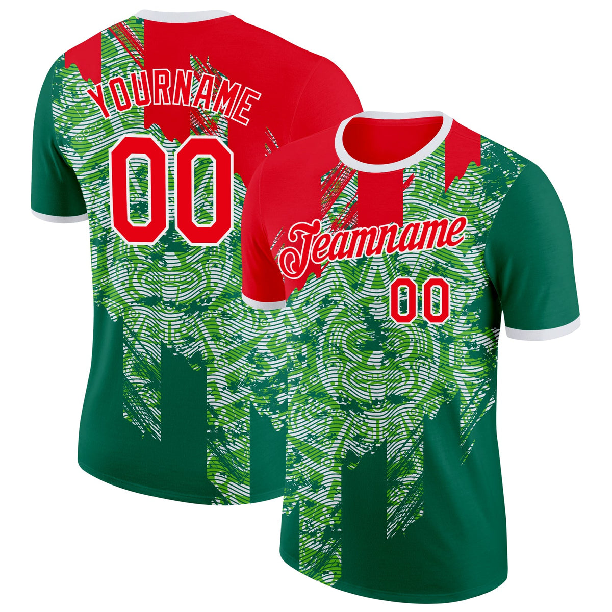 Custom Kelly Green Fire Red-White Mexico Soccer Jersey Performance T-Shirt