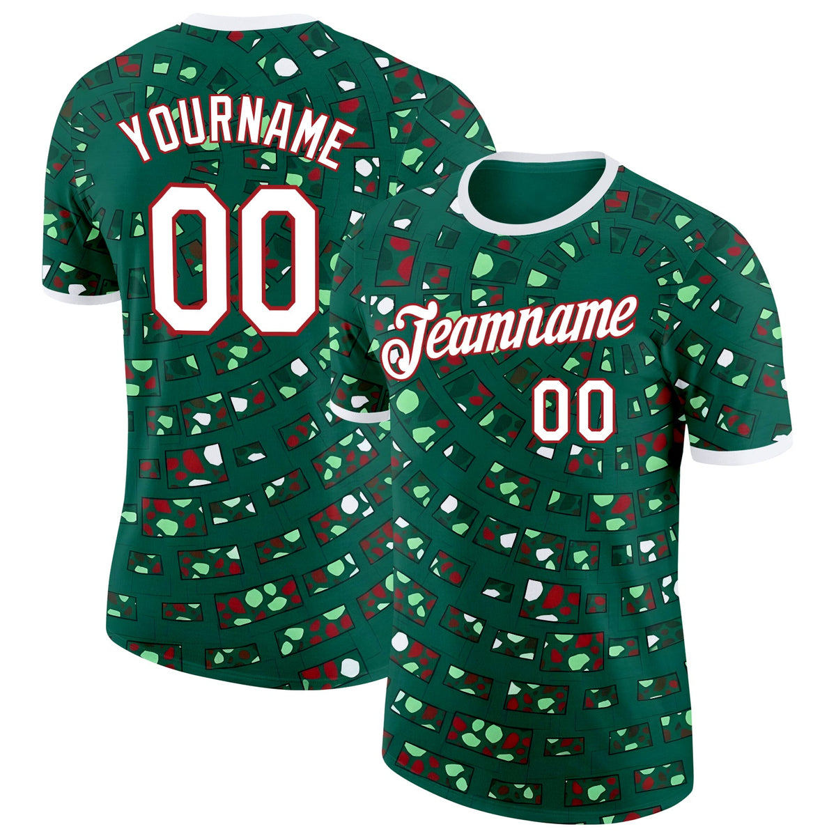 Custom Green White-Red Mexico Soccer Jersey Performance T-Shirt