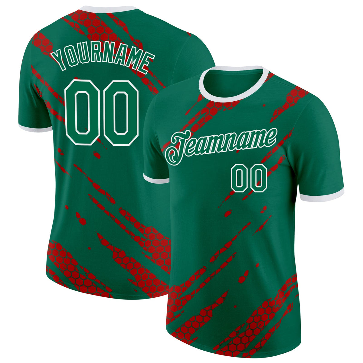 Custom Kelly Green Red-White Mexico Soccer Jersey Performance T-Shirt