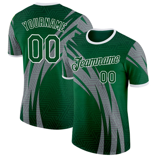 Custom Green White-Gray Mexico Soccer Jersey Performance T-Shirt