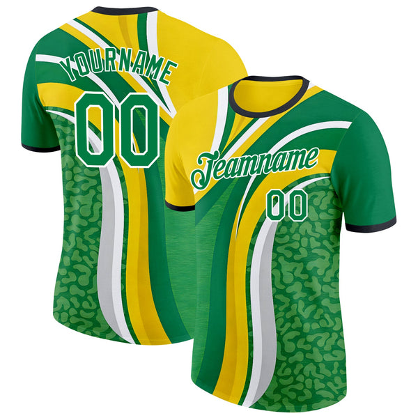 Custom Yellow Green White-Black South Africa Soccer Jersey Performance T-Shirt