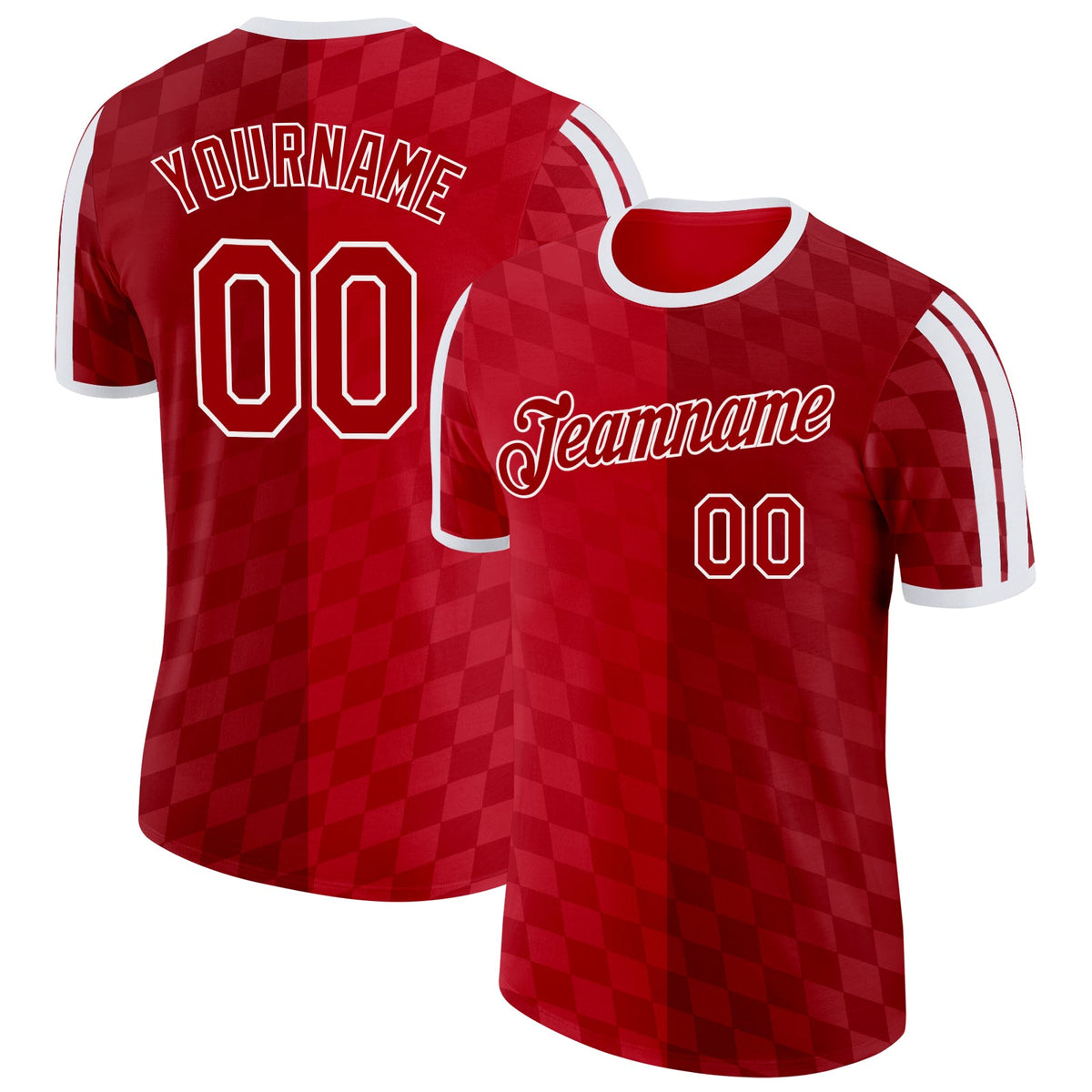 Custom Red White Denmark Soccer Jersey Performance T-Shirt