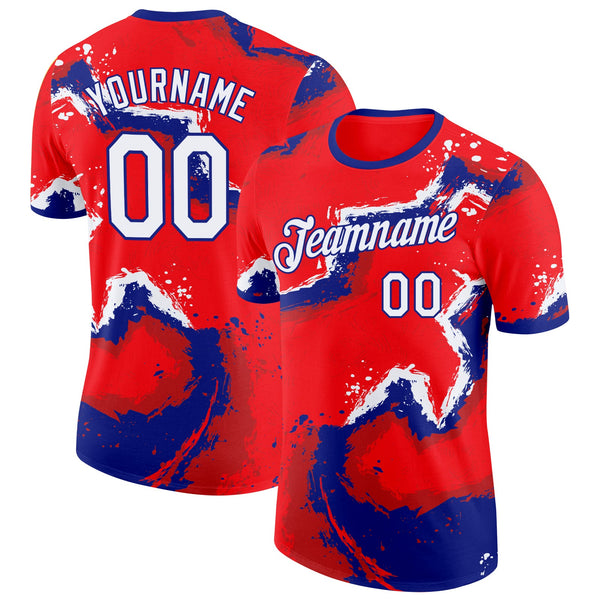 Custom Red White-Blue Czech Republic Soccer Jersey Performance T-Shirt