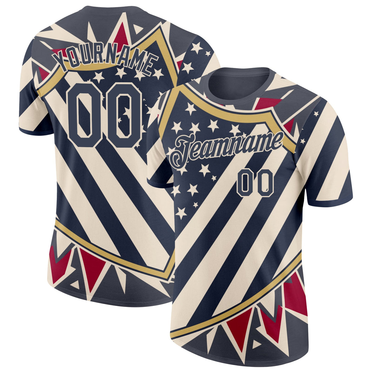 Custom Blue Red-Cream American Star Soccer Jersey Performance T-Shirt